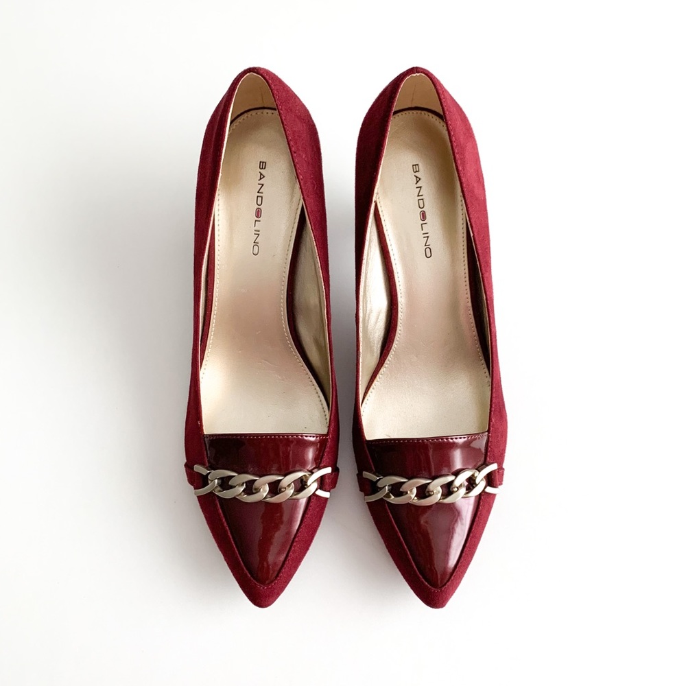 Bandolino Cranberry Heels with Chain Detail
